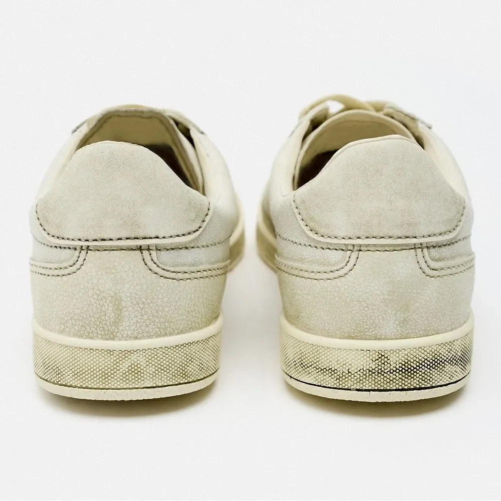 Zara Distressed Effect Off White Casual Sneakers Size 9